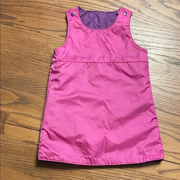 REI Purple quilted Dress, snap closure over the shoulders, size 2T, pink lining - Picture 6 of 9